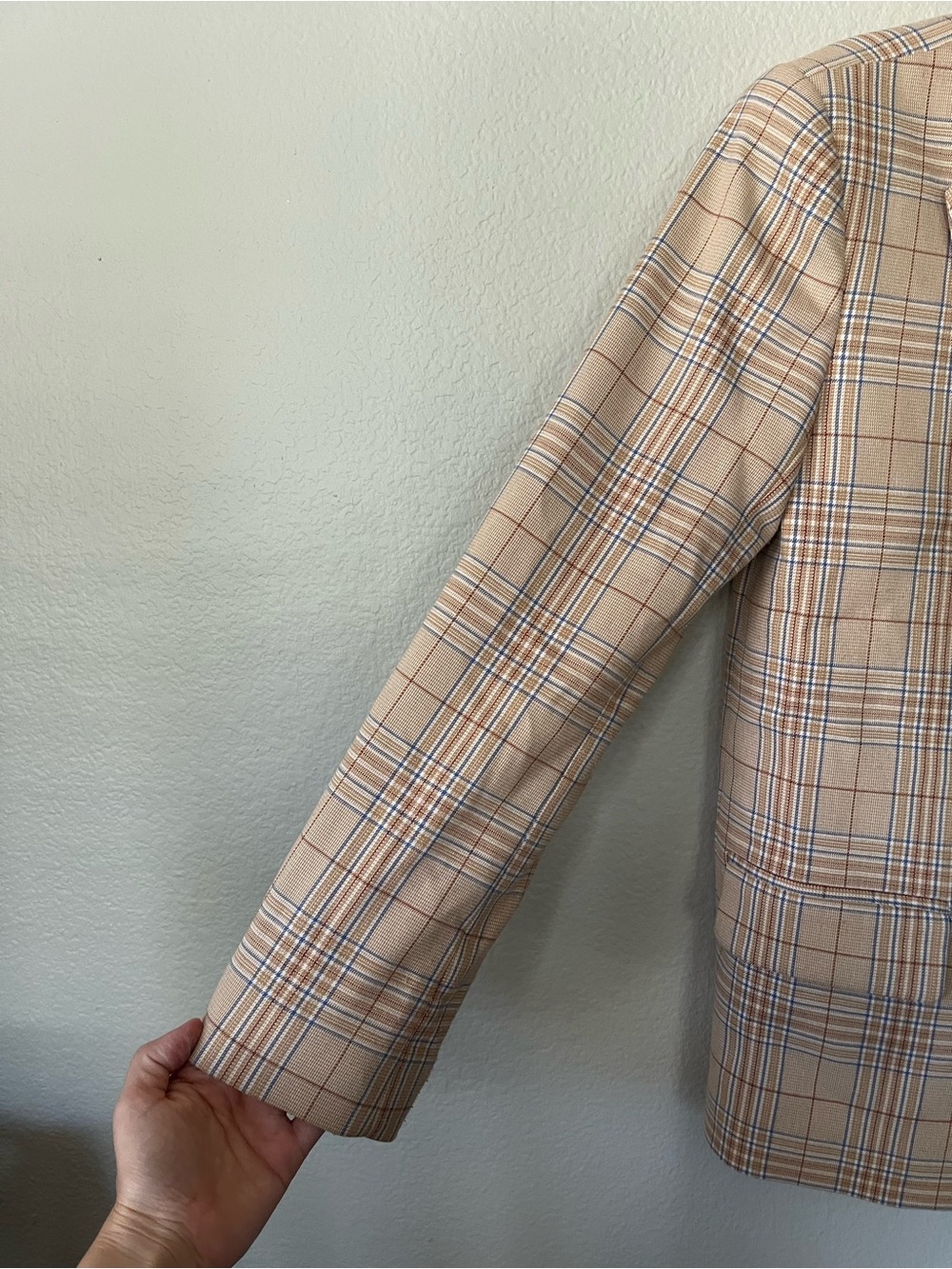 Revolve Song of Style Ansley Dual Breast Blazer Camel Multi Check Women Size S/M - Picture 6 of 16